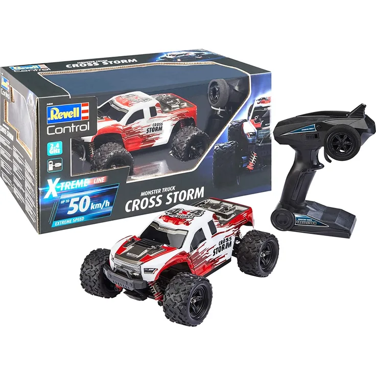 Revell Control 24830 X-Treme schneller RC Truggy Cross Storm, 2.4 GHz, proportional, 4WD Allrad, geländegängig, bis zu 50 km/h ferngesteuertes Auto, Rot