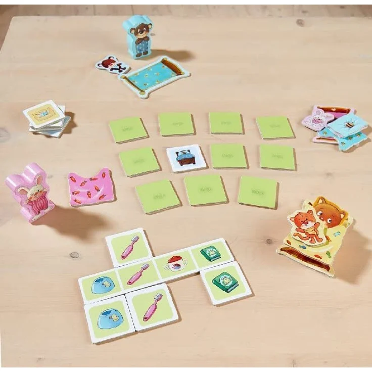HABA 304761 - Meine ersten Spiele – Ab ins Bett!, Memo- und Zuordnungsspiel für 1-3 Spieler ab 2 Jahren, mit kindgerechtem Spielmaterial aus Holz und Pappe – Bild 5