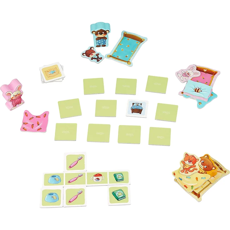 HABA 304761 - Meine ersten Spiele – Ab ins Bett!, Memo- und Zuordnungsspiel für 1-3 Spieler ab 2 Jahren, mit kindgerechtem Spielmaterial aus Holz und Pappe – Bild 2