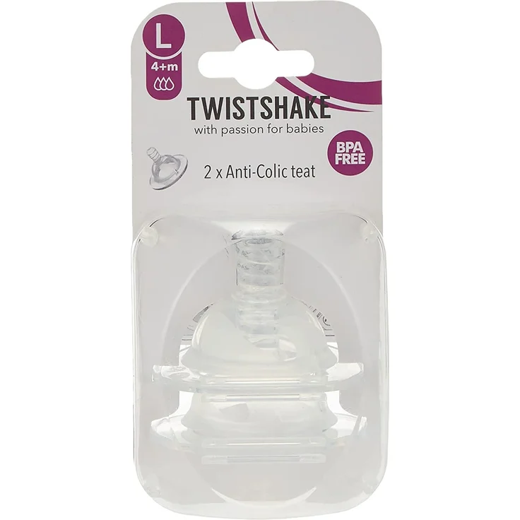Twistshake 78021 Anti-Colic, Flaschensauger Large, 4 Monate Plus, transparent – Bild 1