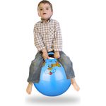Relaxdays Hüpfball Kinder, Hund, mit Griff, für Drinnen und Draußen, mit Tier-Motiv, weich, 45 cm Durchmesser, blau