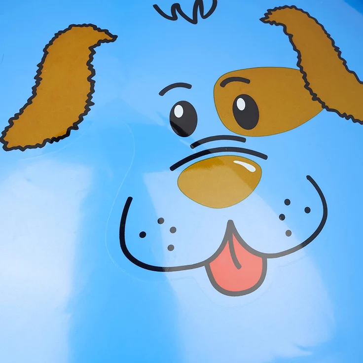 Relaxdays Hüpfball Kinder, Hund, mit Griff, für Drinnen und Draußen, mit Tier-Motiv, weich, 45 cm Durchmesser, blau – Bild 6