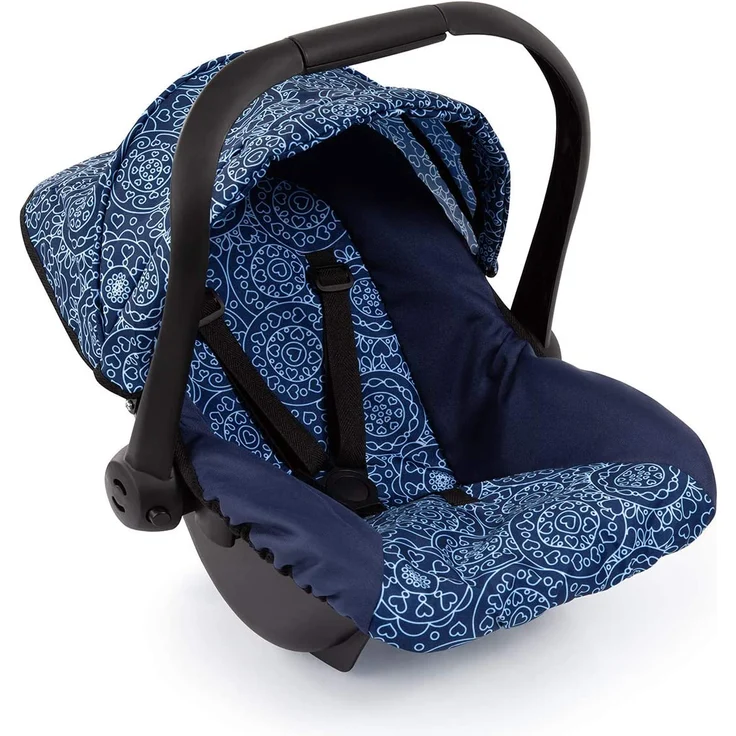 Bayer Design 67903AA Puppen-Autositz EasyGo, Puppenzubehör, passend zu Vario-Puppenwagen, mit Abdeckung, blau mit Muster – Bild 1