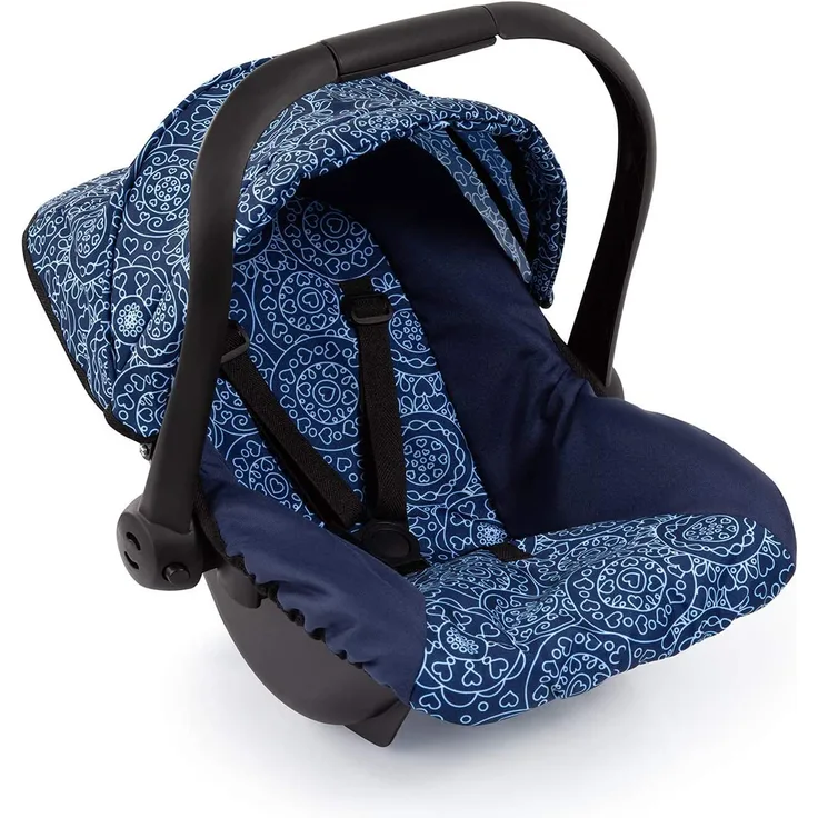 Bayer Design 67903AA Puppen-Autositz EasyGo, Puppenzubehör, passend zu Vario-Puppenwagen, mit Abdeckung, blau mit Muster