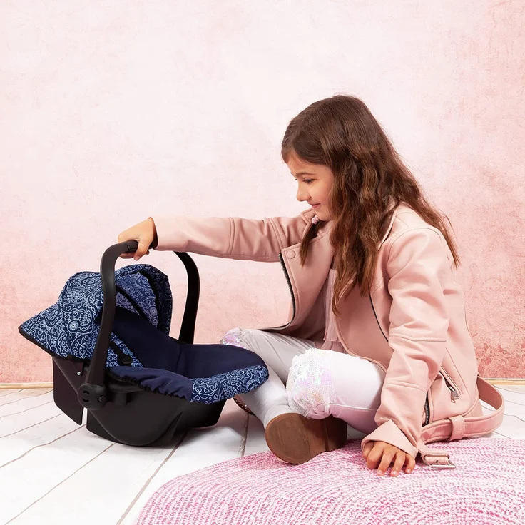 Bayer Design 67903AA Puppen-Autositz EasyGo, Puppenzubehör, passend zu Vario-Puppenwagen, mit Abdeckung, blau mit Muster – Bild 5