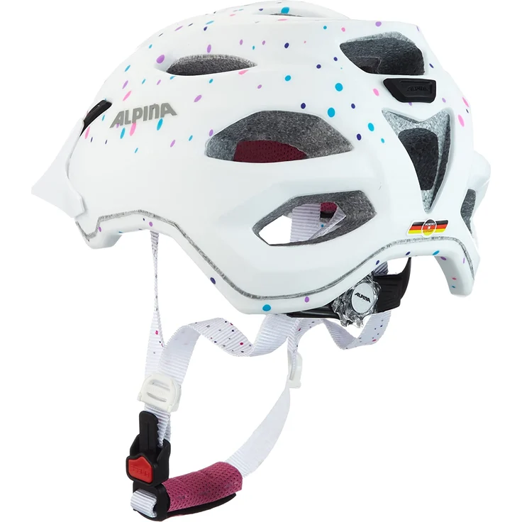 Alpina Junior Carapax White Polka Dots, Größe 51 - 56 cm - Fahrradhelm, Farbe Weiß – Bild 5