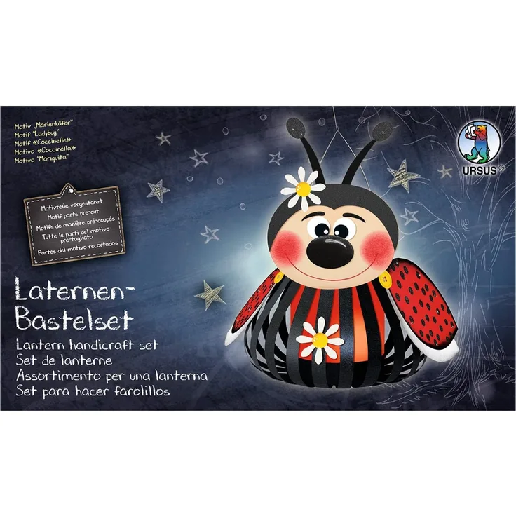 Ursus 18720006 - Laternen Bastelset, Marienkäfer, Set zum Basteln einer Laterne, für Kinder, inklusive Bastelanleitung, ideal für den nächsten Laternenlauf