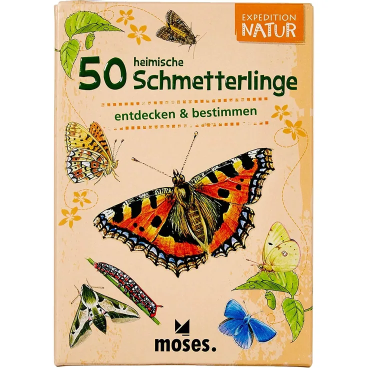 moses. Expedition Natur - 50 heimische Schmetterlinge| Bestimmungskarten im Set | Mit spannenden Quizfragen
