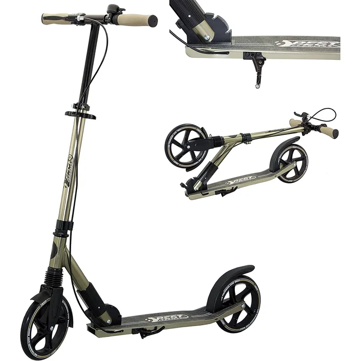 Best Sporting Scooter 205er Rolle High Class City Roller Alu, Tretroller schwarz-gold