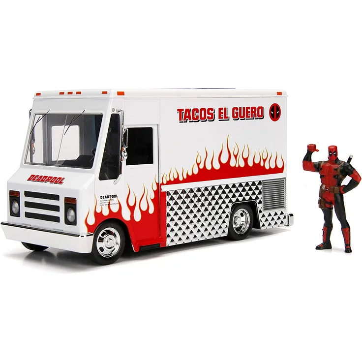 Jada JA99730 1:24 Taco Truck und Deadpool Figur, Mehrfarbig