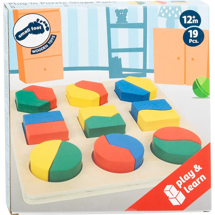small foot 1600 Steckpuzzle Formen Pärchen aus Holz, mit 9 verschiedenen Mustern – Bild 2