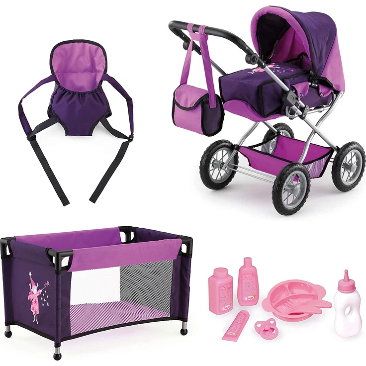 Kombi-Puppenwagen Grande, Set mit Reisebett Farbe lila – Bild 1