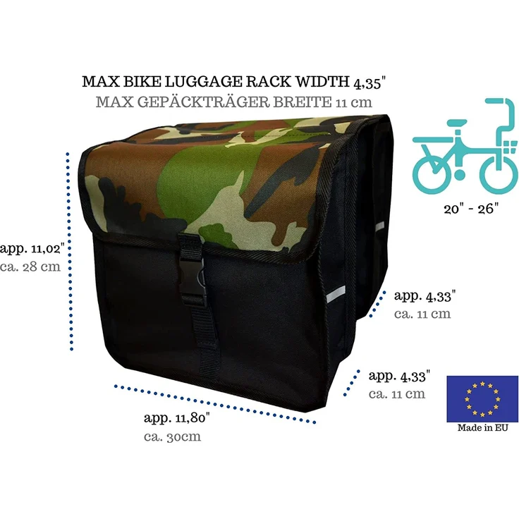 Beluko 'Duo' Fahrradtasche für Gepäckträger ab 20 - 26 Zoll Schwarz Tarn doppelseitig – Bild 3