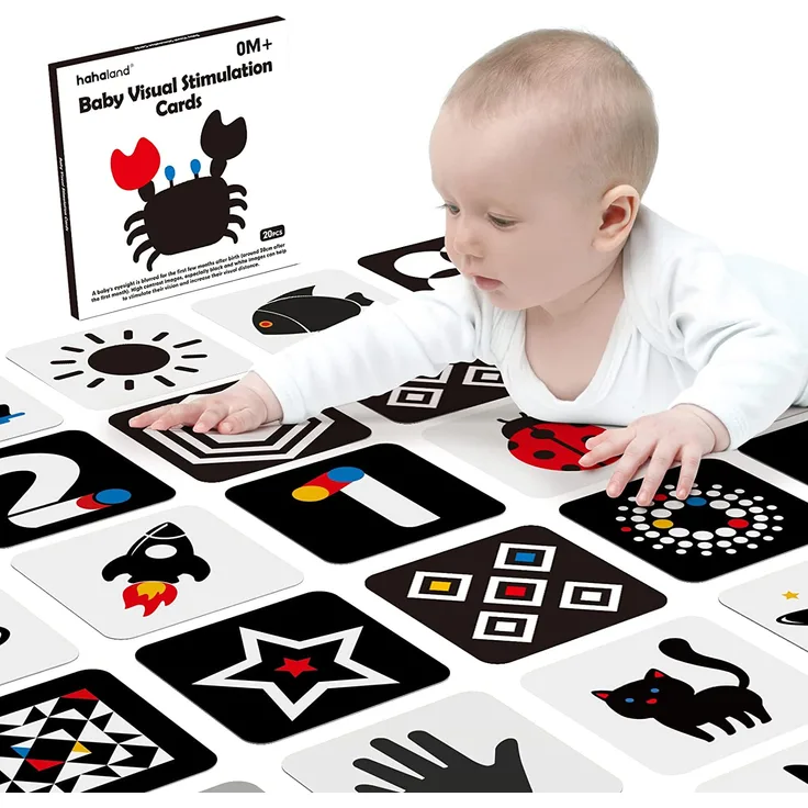 Baby Spielzeug 0 6 Monate Kontrastkarten Baby, Kontrastbuch für Neugeborene Babys 0-3-6 Monate Visual Stimulus Lernkarten, Flashcard Kleinkinder Spielzeug Geschenk (20 Stücke)
