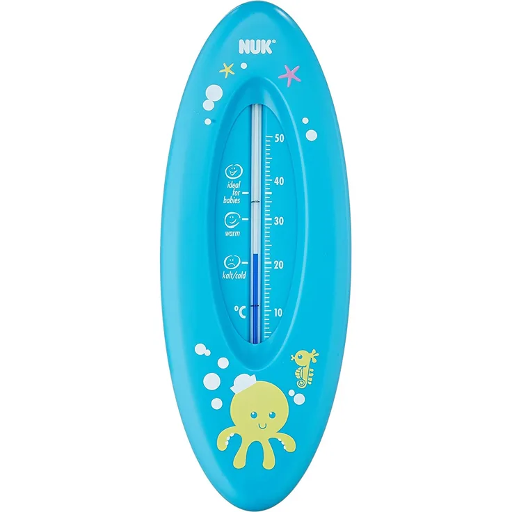 NUK 10256386 Badethermometer für sicheres Baden, natürliche Messflüssigkeit aus Rapsöl, Made in Germany, 1 Stück, blau
