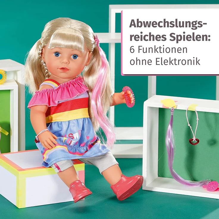 Zapf Creation 830345 'BABY born Sister 43 cm', ab 4 Jahren, mit sechs lebensechten Funktionen – Bild 2