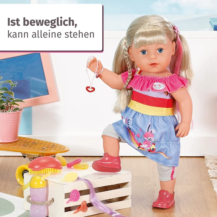 Zapf Creation 830345 'BABY born Sister 43 cm', ab 4 Jahren, mit sechs lebensechten Funktionen – Bild 5