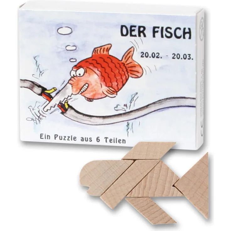 Bartl 102653 Mini-Sternzeichen-Puzzle Fisch - Holzpuzzle aus 6 Teilen