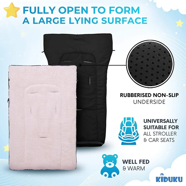 KIDUKU® Babyfußsack Schwarz Baby Winterfußsack Kinderfußsack Fußsack Winter Kinderwagen Buggy – Bild 5