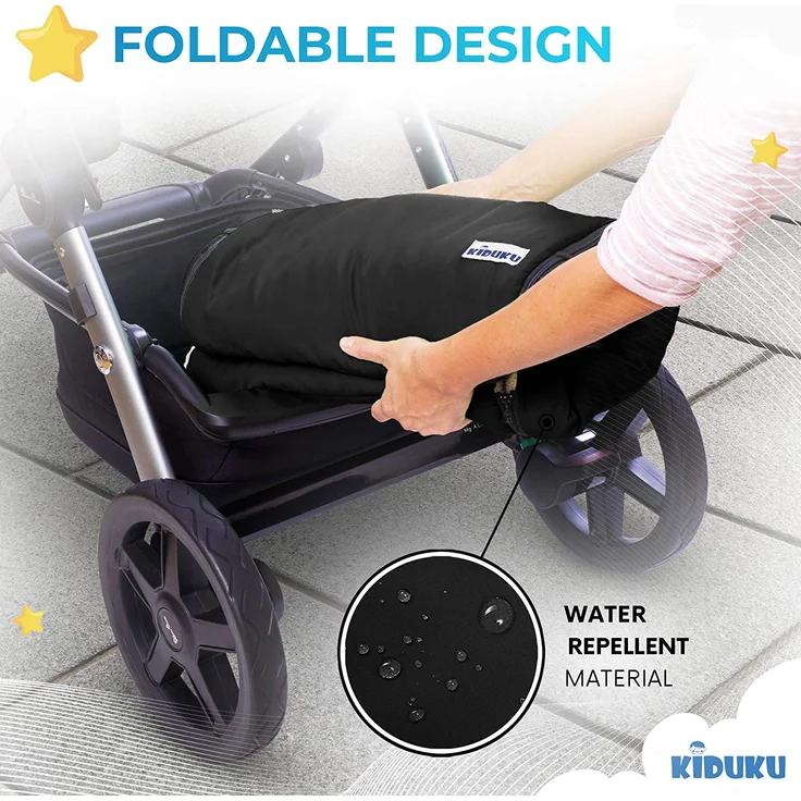 KIDUKU® Babyfußsack Schwarz Baby Winterfußsack Kinderfußsack Fußsack Winter Kinderwagen Buggy – Bild 7