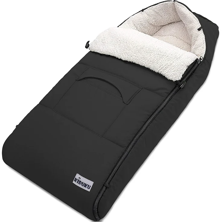 KIDUKU® Babyfußsack Schwarz Baby Winterfußsack Kinderfußsack Fußsack Winter Kinderwagen Buggy – Bild 1