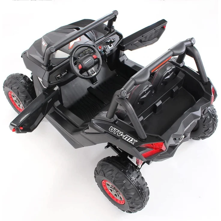 Kinder Elektro Auto Buggy Allrad 4x4 Utv MX Ledersitz Jeep Kinderfahrzeug Auto (Schwarz) – Bild 5