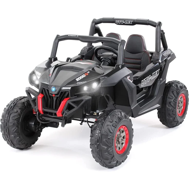 Kinder Elektro Auto Buggy Allrad 4x4 Utv MX Ledersitz Jeep Kinderfahrzeug Auto (Schwarz) – Bild 3