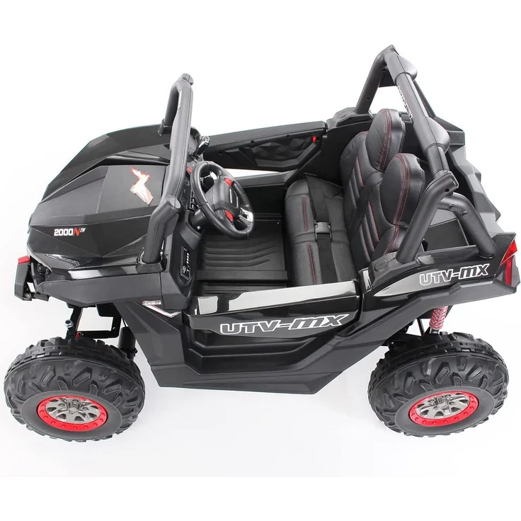 Kinder Elektro Auto Buggy Allrad 4x4 Utv MX Ledersitz Jeep Kinderfahrzeug Auto (Schwarz) – Bild 4