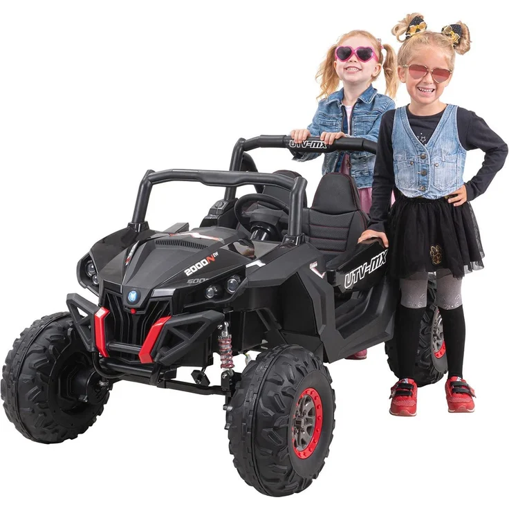 Kinder Elektro Auto Buggy Allrad 4x4 Utv MX Ledersitz Jeep Kinderfahrzeug Auto (Schwarz) – Bild 2