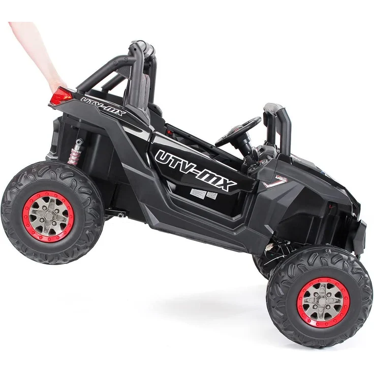 Kinder Elektro Auto Buggy Allrad 4x4 Utv MX Ledersitz Jeep Kinderfahrzeug Auto (Schwarz) – Bild 8