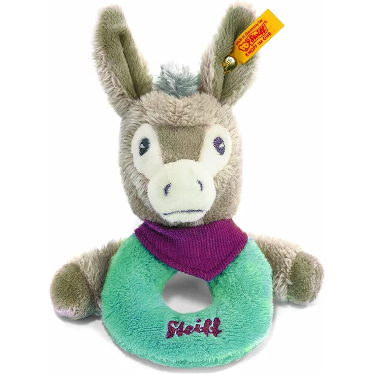 Steiff 238635 - Issy Esel Greifring 13 bunt