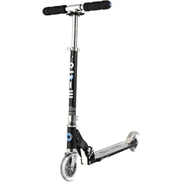 Micro Kinderscooter Sprite klappbarer Roller in schwarz mit gestreiftem Griptape – Bild 6
