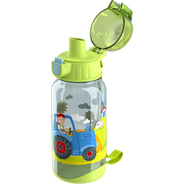 HABA 304486 - Trinkflasche Traktor, 400ml Kinder-Trinkflasche mit Traktor-Motiv in Grün für Kindergarten oder Schule, bpa freier Kunststoff, spülmaschinenfest – Bild 1
