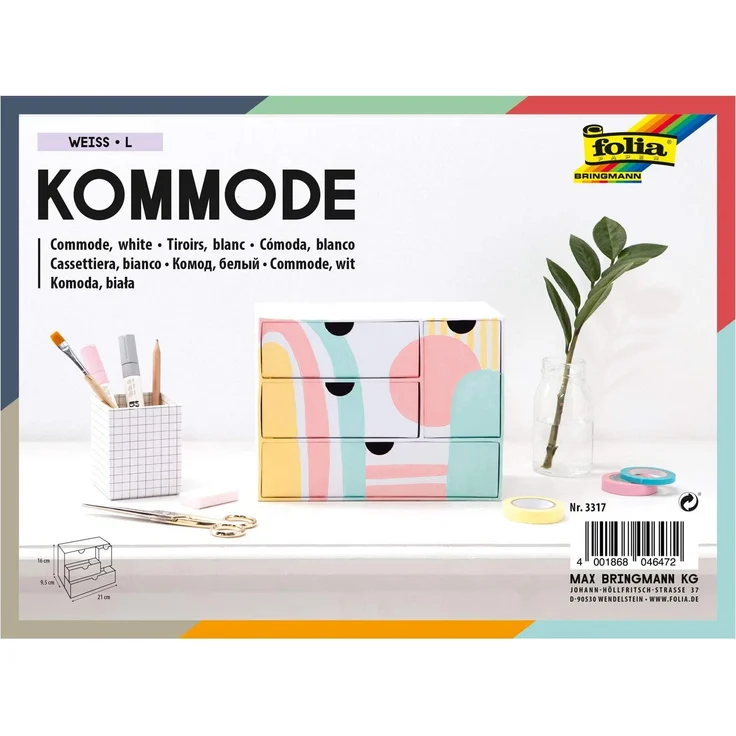 Folia, Pappschachtel Kommode, 21x9,6x16 cm, 3317 – Bild 6