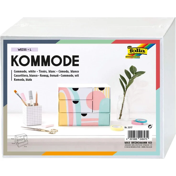 Folia, Pappschachtel Kommode, 21x9,6x16 cm, 3317 – Bild 1