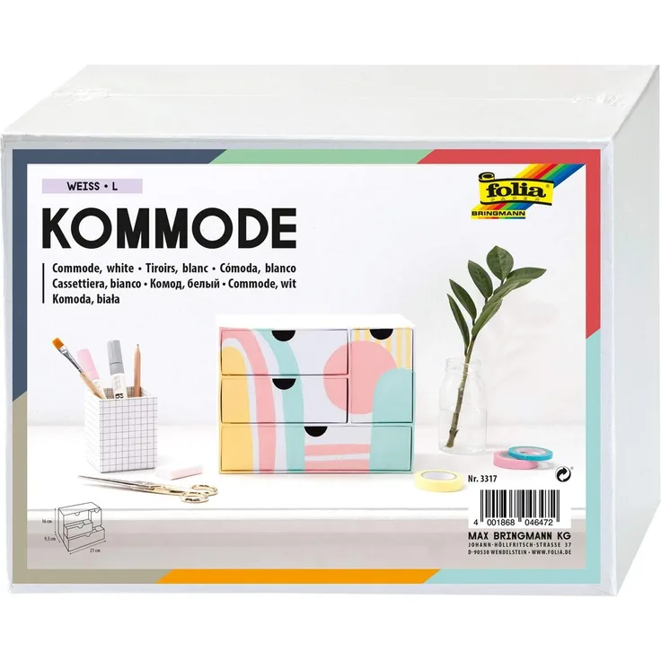 Folia, Pappschachtel Kommode, 21x9,6x16 cm, 3317
