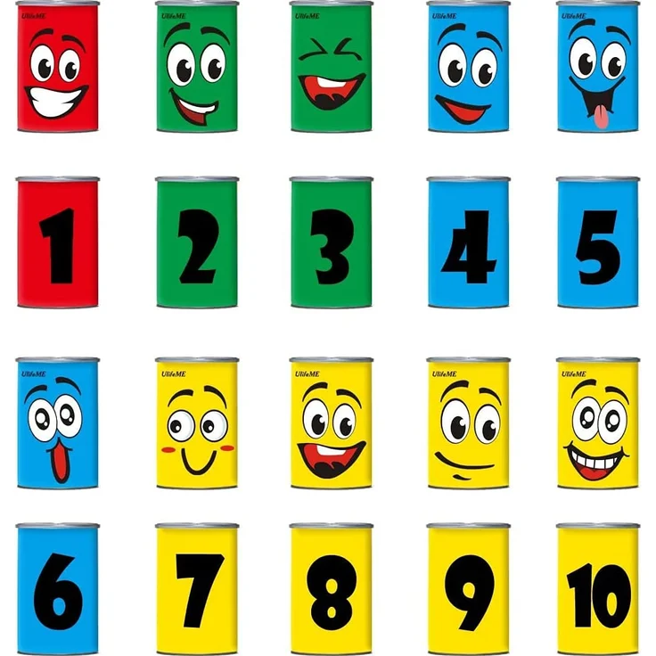 Ulifeme Dosenwerfen Kinder, Dosenwurfspiel für Kindergeburtsta & Andere Party, 10pcs Lächeln Dosen & 3pcs Bunt Wurfsäckchen Set für Gartenspiele, Dosen Werfen Spiele Gifts for Kinder & Erwachsene – Bild 2
