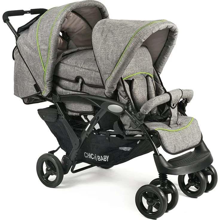CHIC 4 BABY 274 32 Geschwisterwagen Duo, Jeans grey, grau – Bild 1