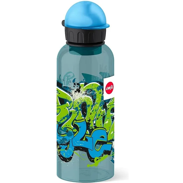 Emsa Kinder-Trinkflasche, 600 ml, Sicherheitsverschluss, Teens Graffiti, Tritan, 518129 – Bild 1