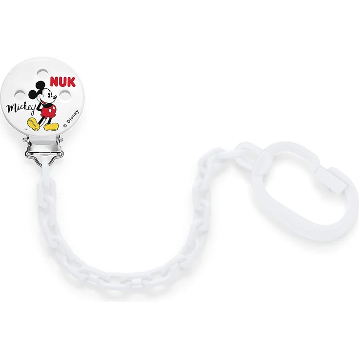 NUK 10256312 Disney Mickey Mouse Saugerkette, mit Clip zur sicheren Befestigung des Schnullers an Baby‘s Kleidung, 1 Stück, Farbe nicht frei wählbar – Bild 1