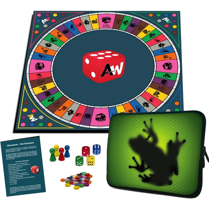 Alleswisser - Das Brettspiel, interaktives Quiz-, Wissens- und Familienspiel mit App für iOS und Android mit Tasche im Frosch & Natur-Layout – Bild 1