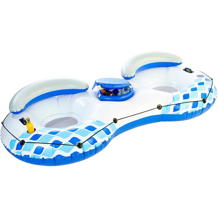 infactory Schwimmring 2 Personen: 2-Personen-Poolbar mit Getränkefach und Rückenlehne, bis 160 kg (Schwimminsel)