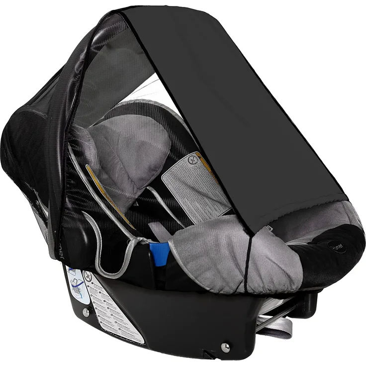 sunnybaby 11286 - Universal Sonnenschutz für Babyschale, Sonnendach mit Insektenschutz | UV Schutz UPF 50+ | vielseitig verstellbar | mit Eingriff - Farbe: SCHWARZ | Qualität: MADE in GERMANY