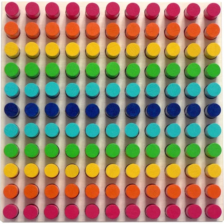Hess Holzspielzeug 14866 - Farbensteckspiel mit 121 Steckern aus Holz inklusive Steckvorlagen, ca. 21 x 21 cm – Bild 1