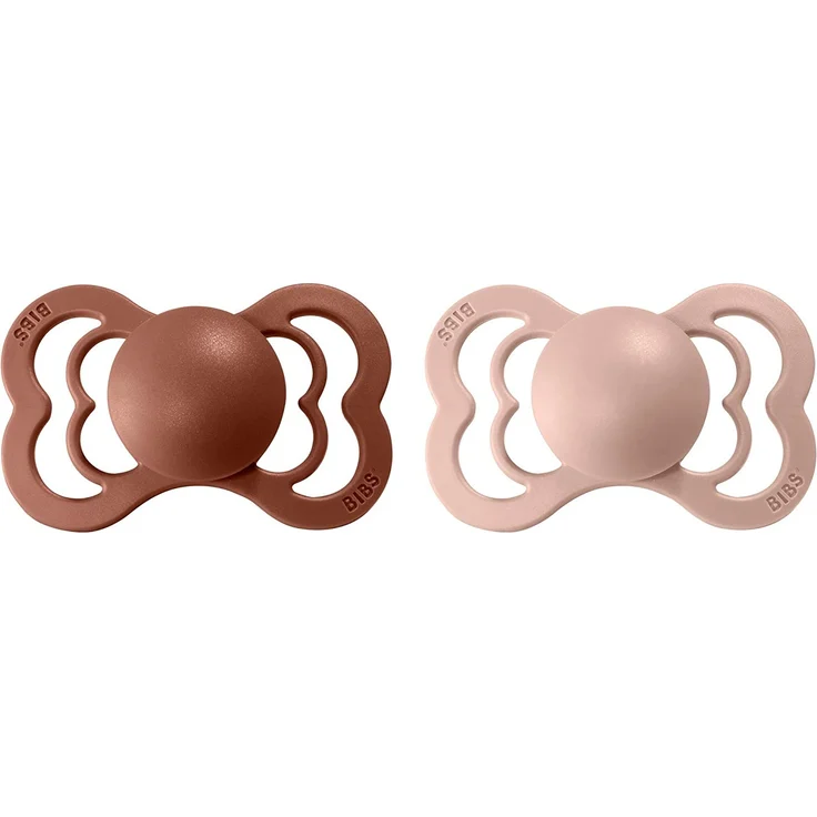 BIBS Supreme Schnuller 2er-Pack, BPA-frei, Symmetrischer Nippel. Silikon, Hergestellt in Dänemark. 6-18 Monate (2er Pack), Woodchuck / Blush – Bild 2
