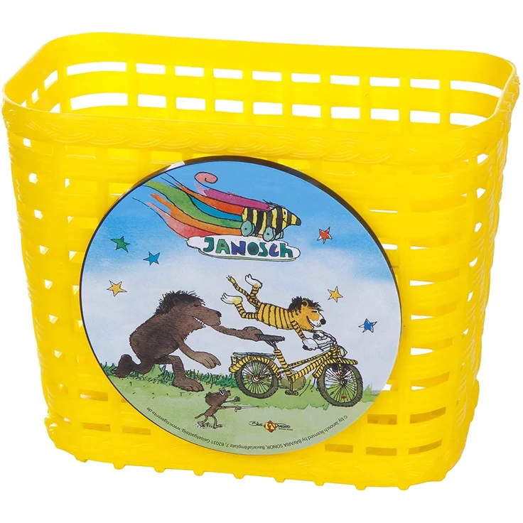 BIKE FASHION Kinderkorb Mit Lasche zur Lenkerbefestigung, Kunststoff, verschieden bunte Motive "Janosch Tigerente"