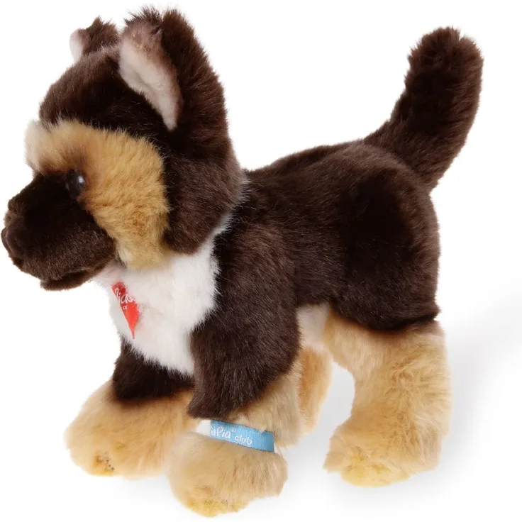 Bauer Spielwaren "Pia Pia Club" Deutscher Schäferhund stehend: Flauschiges Kuscheltier zum Liebhaben und Spielen, mit Sammelarmband, waschbar, 20 cm, braun (17132)