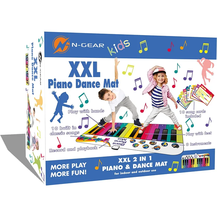 N-Gear Riesen Klaviermatte XXL : Tanzmatte Musikmatte Kids Piano und Musikbox Kinder in einem - Jungen & Mädchen Kinderspielzeug ab 4 Jahre - für drinnen & draußen, 10 eingebaute Lieder, 8 Instrumente – Bild 8