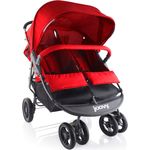 Joovy Scooter X2 Doppel-Kinderwagen, nebeneinander Kinderwagen, Kinderwagen für Zwillinge, großer Ablagekorb, rot, 8071