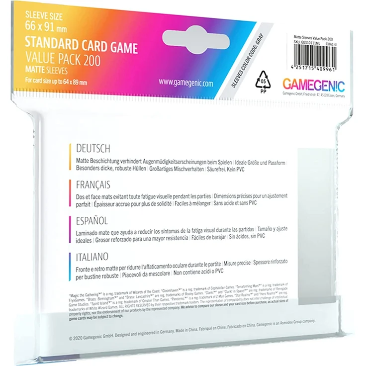 Standard Card Game: Matte – Gray (66 x 91 mm, 200 Stk. ) - Preisvergleich – Bild 2